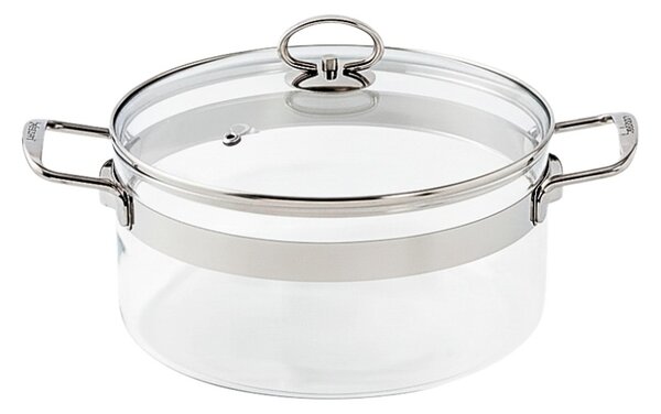Belissam Casseruola 24cm 4,2L Coperchio Vetro Borosilicato x Gas Elettrico Induzione con Adattatore Optional Forno 200°