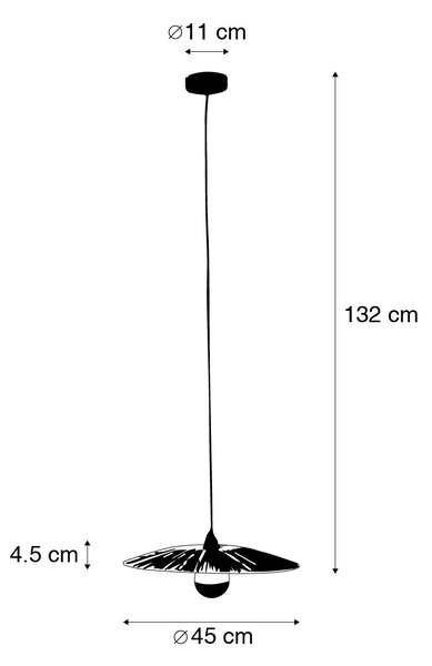 Lampada a sospensione rustica nera con corda 45 cm - Leia