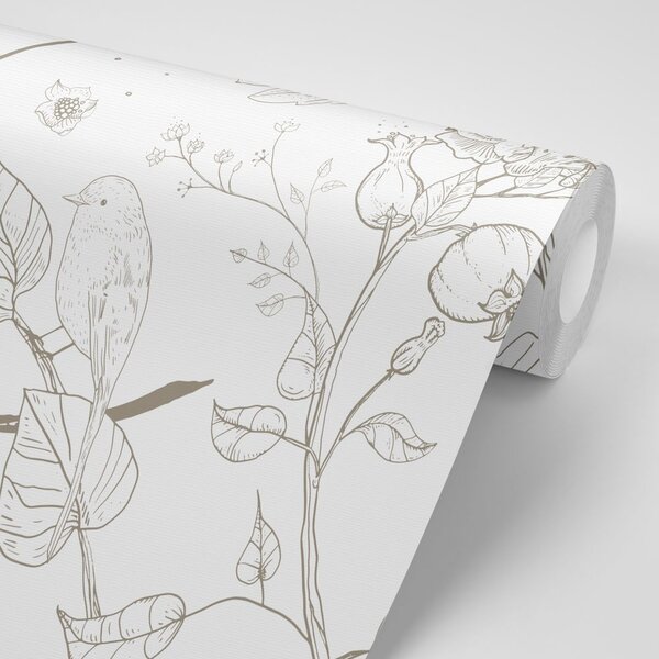 Carta da parati – Natura morta vintage con uccellini