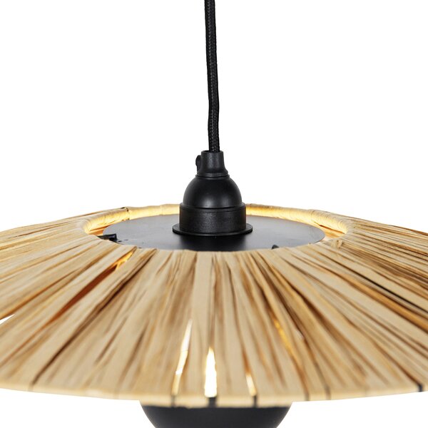 Lampada a sospensione rustica nera con corda 45 cm - Leia