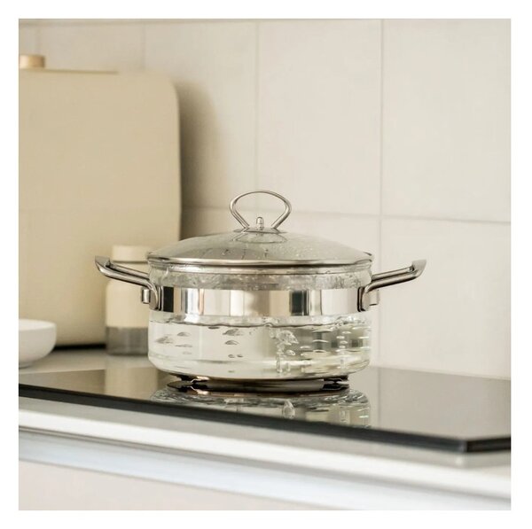 Belissam Casseruola 24cm 4,2L Coperchio Vetro Borosilicato x Gas Elettrico Induzione con Adattatore Optional Forno 200°