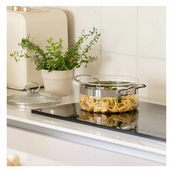 Belissam Casseruola 24cm 4,2L Coperchio Vetro Borosilicato x Gas Elettrico Induzione con Adattatore Optional Forno 200°