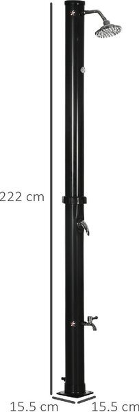 VivaGarden Doccia Solare da 20L con Rubinetto Inferiore e Temperatura Regolabile in Lega di Zinco 15.5x15.5x222 cm colore Nero