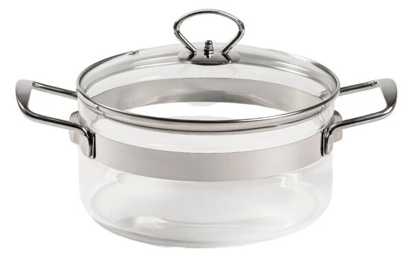 Belissam Casseruola 20cm 2,5L Coperchio Vetro Borosilicato x Gas Elettrico Induzione con Adattatore Optional Forno 200°