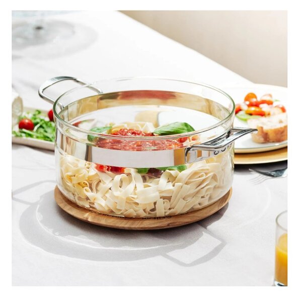 Belissam Casseruola 24cm 4,2L Coperchio Vetro Borosilicato x Gas Elettrico Induzione con Adattatore Optional Forno 200°
