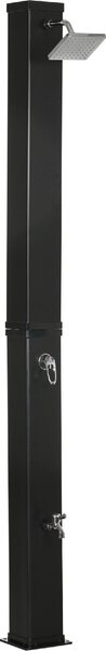 VivaGarden Doccia Solare da Giardino 40L e Temperatura 60C Soffione Girevole e Rubinetto per Piedi colore Nero