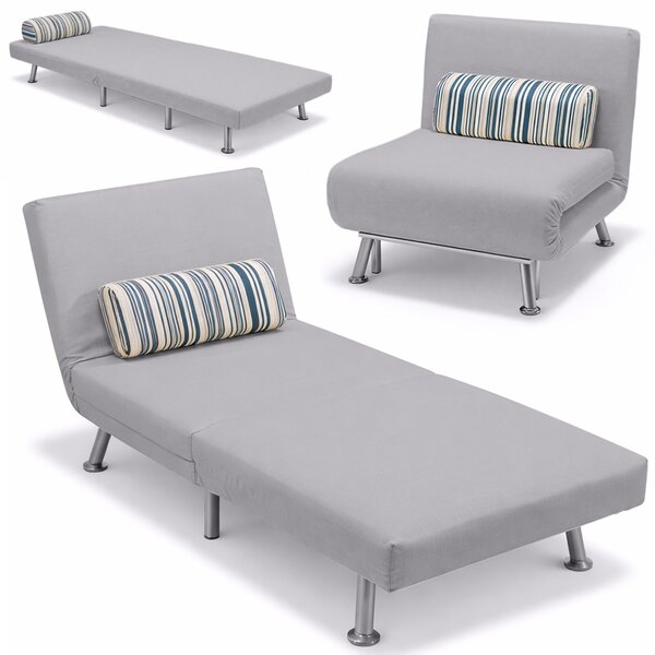 Poltrona Letto Singolo 75x73x73 cm Reclinabile 5 Posizioni in Ferro e Tessuto Grigio