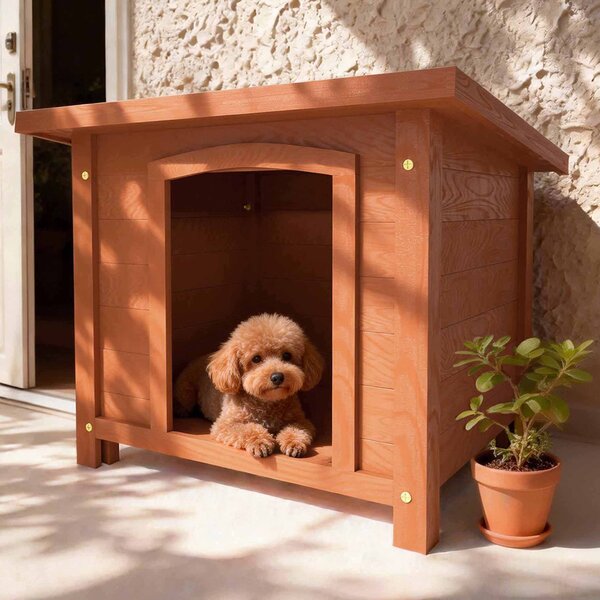 Cuccia per Cani Taglia S Casetta da Esterno con Tetto Apribile in Legno