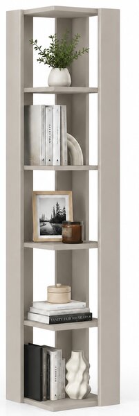 Libreria Angolare 34x34x161 cm Scaffale Salvaspazio 5 Ripiani in Legno Sabbia