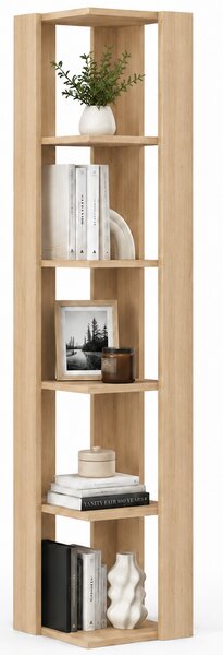 Libreria Angolare 34x34x161 cm Scaffale Salvaspazio 5 Ripiani in Legno Quercia