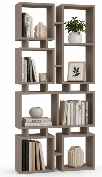 Libreria Moderna 4 Ripiani 79x24x166,5 cm Design Geometrico Tortora