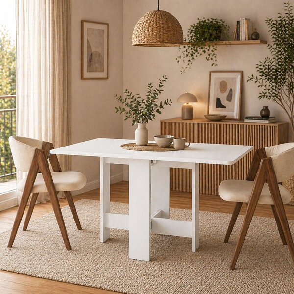 Tavolo Salvaspazio Consolle Allungabile 30-130x76 cm Artemio in Legno Bianco