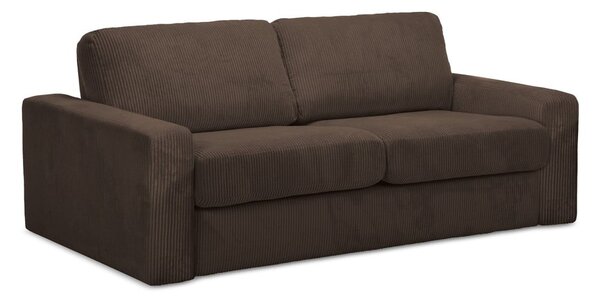 Divano marrone allungabile con rivestimento in velluto a coste 195 cm Nona – Makamii
