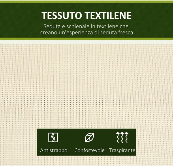 VivaGarden Dondolo da Giardino 2 Posti con Tettuccio Parasole in Acciaio/Poliestere Dimensioni 140x118x162 cm colore Beige