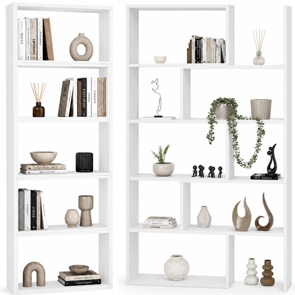 Libreria Modulare Apribile 72x22x200 cm Scaffale Libri Componibile in Legno Bianco