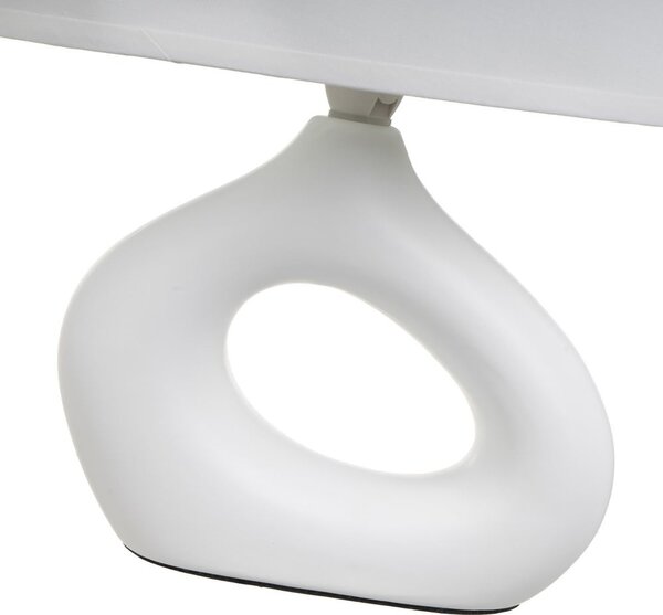 Lampada da tavolo in ceramica bianca con paralume in tessuto (altezza 30 cm) - Casa Selección