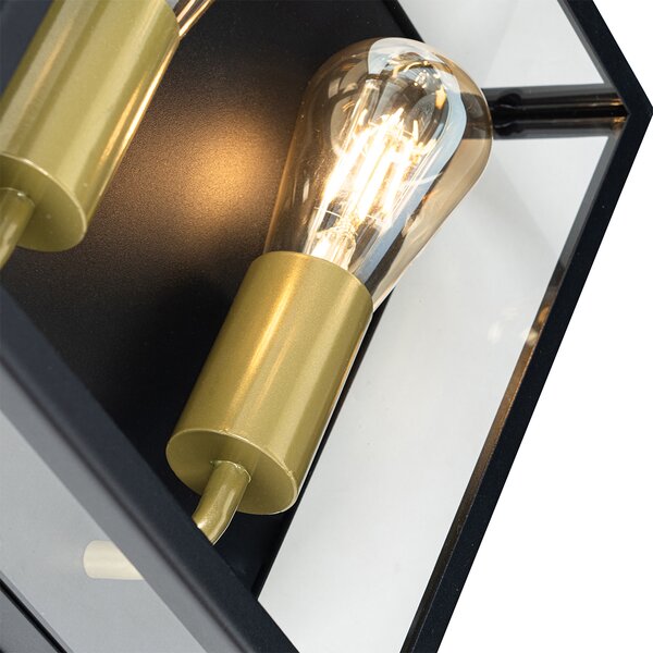 Lampada da parete per esterni nera e ottone 2 luci - Rotterdam