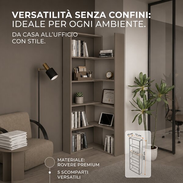 Libreria Modulare Apribile 72x22x200 cm Scaffale Libri Componibile in Legno