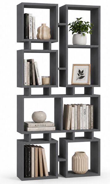 Libreria Moderna 4 Ripiani 79x24x166,5cm Scaffalatura Design Geometrico Antracite