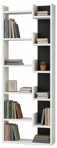 Libreria a 6 Ripiani 60,5x22x162,5 cm Scaffalatura Verticale Moderna Bianco e Antracite