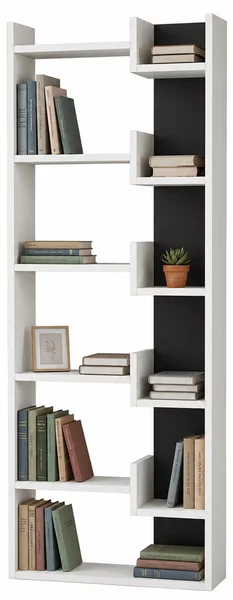 Libreria a 6 Ripiani 60,5x22x162,5 cm Scaffalatura Verticale Moderna Bianco e Antracite
