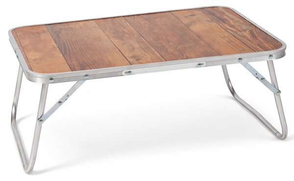 Tavolo Vassoio Pieghevole 60x40x25 cm Tavolino per Divano Letto in Alluminio e MDF Legno