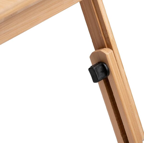Tavolino Vassoio 50x30x21,5-27,5H cm Piano Inclinabile con Porta Bevande in Bambù