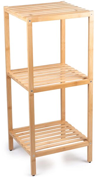 Scaffale a Colonna da Bagno 33x32x77,5 cm Armadio Organizer 3 Ripiani in Legno Bambù