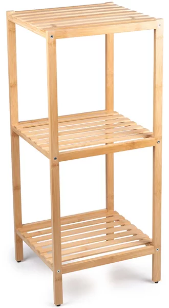 Scaffale a Colonna da Bagno 33x32x77,5 cm Armadio Organizer 3 Ripiani in Legno Bambù