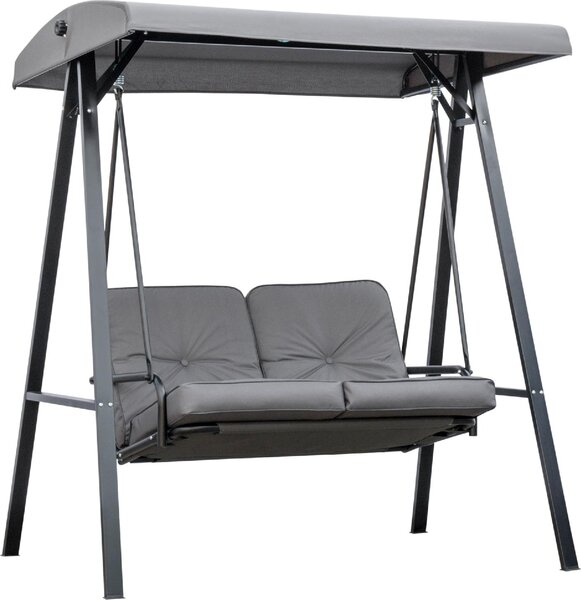 VivaGarden Dondolo da Giardino 2 Posti con Tettuccio Parasole in Acciaio/Poliestere Dimensioni 144x117x173 cm colore Grigio