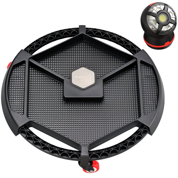 Vassoio Porta Utensili 52,5x42,5x11,5 cm Sottomacchina con 4 Ruote Luce LED e Base Magnetica in PU Nero