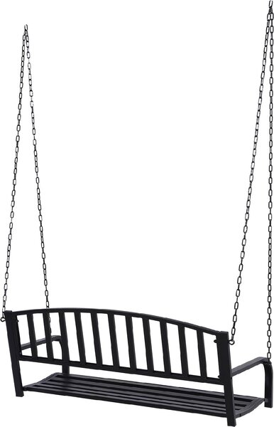 VivaGarden Dondolo da Giardino 2 Posti in Metallo Dimensioni 127x60x47 cm colore Nero