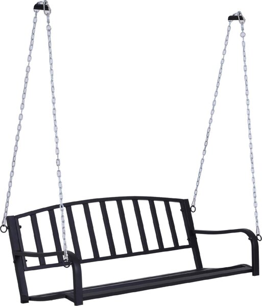 VivaGarden Dondolo da Giardino 2 Posti in Metallo Dimensioni 127x60x47 cm colore Nero