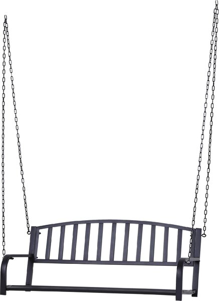 VivaGarden Dondolo da Giardino 2 Posti in Metallo Dimensioni 127x60x47 cm colore Nero