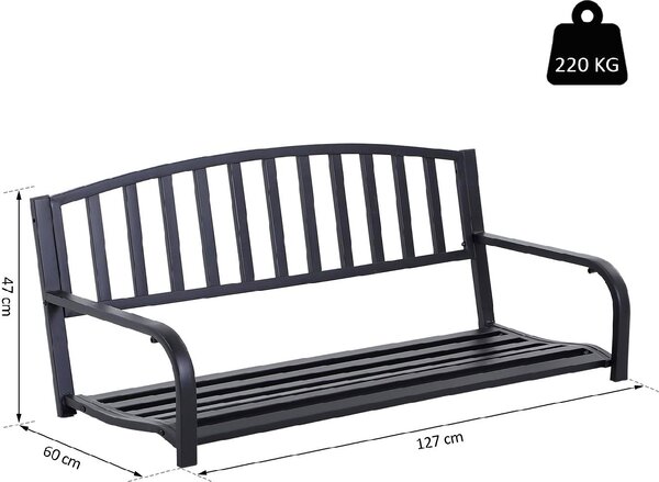 VivaGarden Dondolo da Giardino 2 Posti in Metallo Dimensioni 127x60x47 cm colore Nero