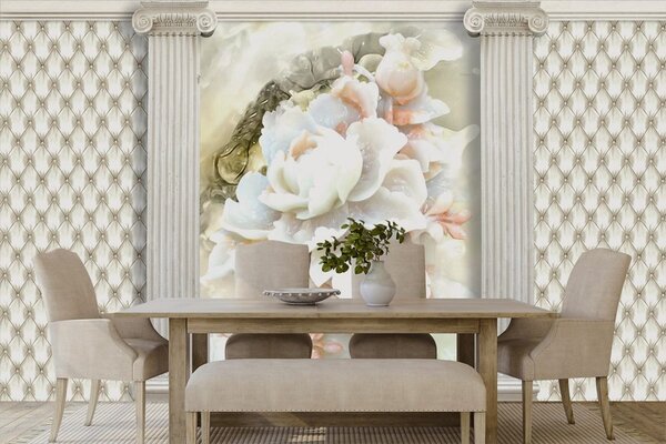 Carta da parati – Fiori di lusso tra colonne