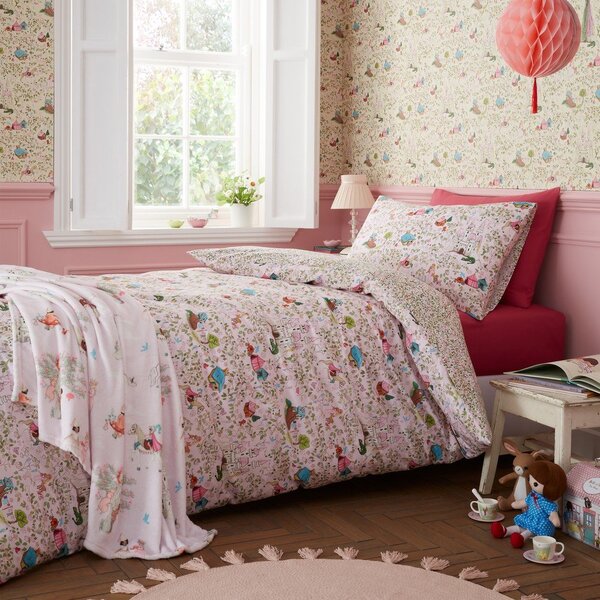 Set copripiumino e federa da bambini rosa in cotone per letto singolo 135x200 cm Fairytale – Belle & Boo
