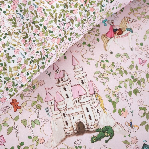 Set copripiumino e federa da bambini rosa in cotone per letto singolo 135x200 cm Fairytale – Belle & Boo
