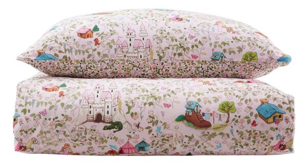 Set copripiumino e federa da bambini rosa in cotone per letto singolo 135x200 cm Fairytale – Belle & Boo
