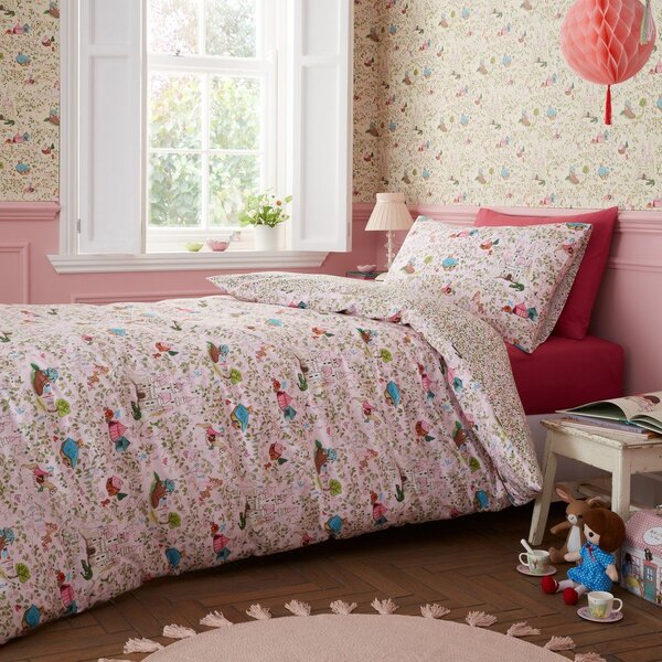 Set copripiumino e federa da bambini rosa in cotone per letto singolo 135x200 cm Fairytale – Belle & Boo