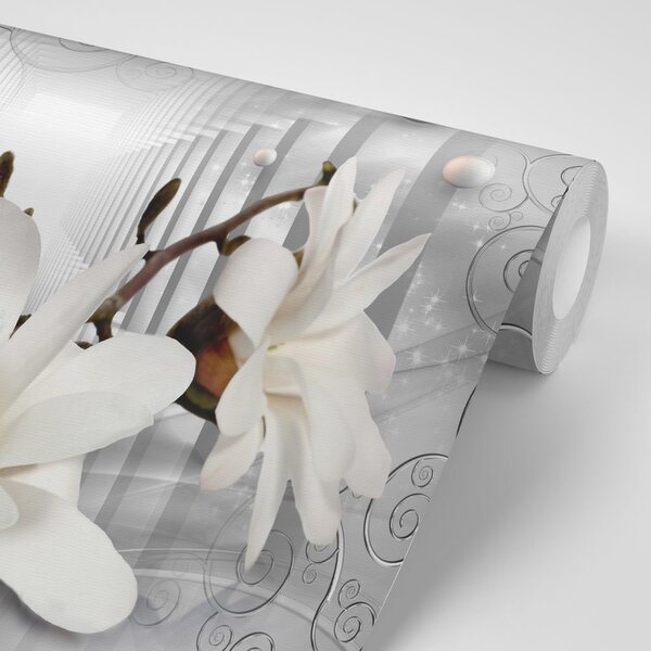 Carta da parati – Magnolia con Sfondo Astratto