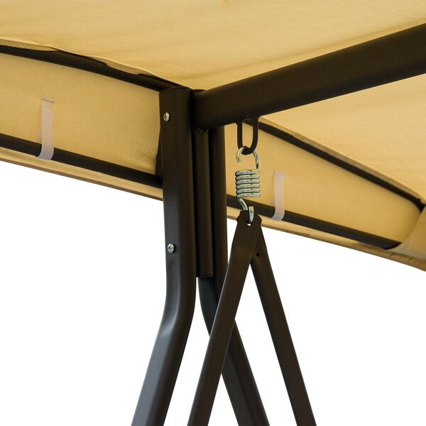 VivaGarden Dondolo da Giardino 3 Posti con Tettuccio Parasole e Portabicchieri in Metallo/Poliestere Dimensioni 280x120x172 cm colore Beige
