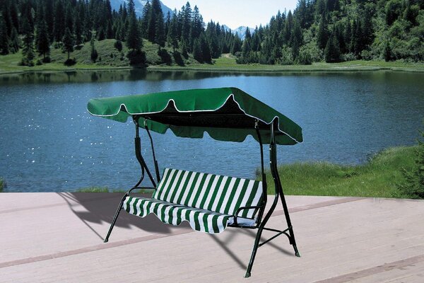 Giardini del Re Dondolo da Giardino 3 Posti con Tettuccio Parasole in Acciaio Dimensioni 170x110x153 cm colore Verde