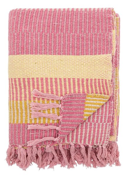 Coperta gialla e rosa in cotone riciclato 130x160 cm Isnel – Bloomingville