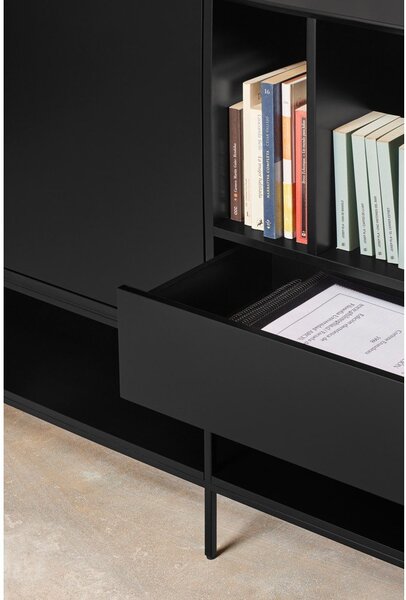 Cassettiera nera 220x98x45 cm Platt – Teulat