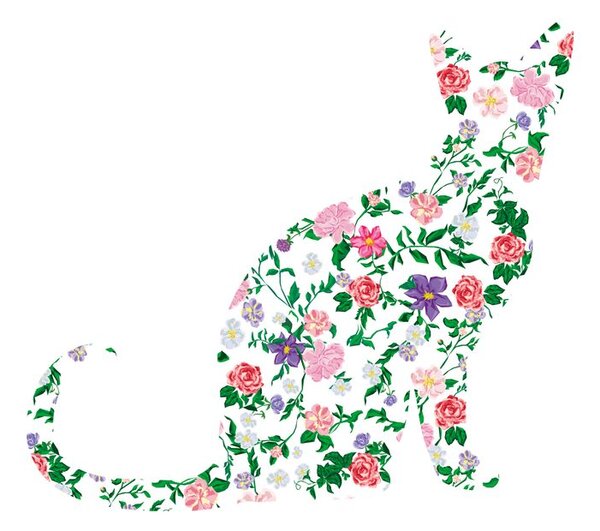 Carta da parati – Gatto di fiori