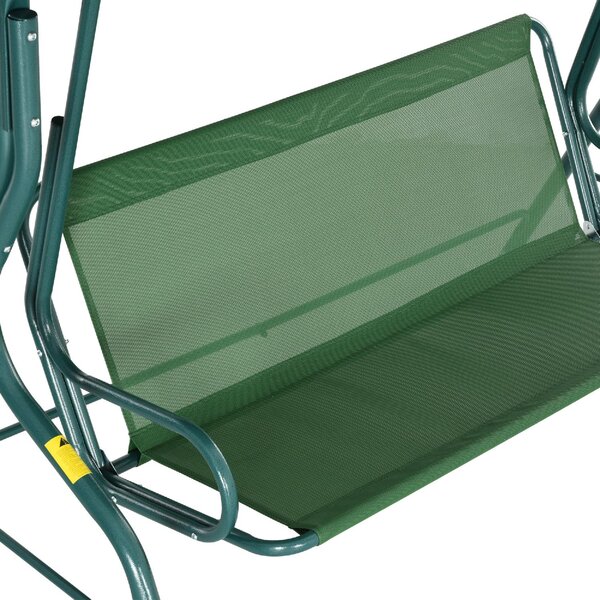 VivaGarden Dondolo da Giardino 3 Posti con Tettuccio Parasole in Acciaio/Poliestere Dimensioni 170x110x153 cm colore Verde/Bianco