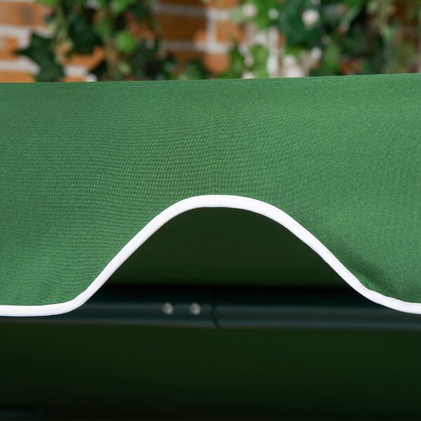 VivaGarden Dondolo da Giardino 3 Posti con Tettuccio Parasole in Acciaio/Poliestere Dimensioni 172x110x153 cm colore Bianco/Verde