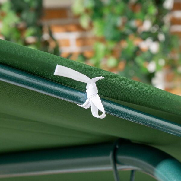 VivaGarden Dondolo da Giardino 3 Posti con Tettuccio Parasole in Acciaio/Poliestere Dimensioni 172x110x153 cm colore Bianco/Verde