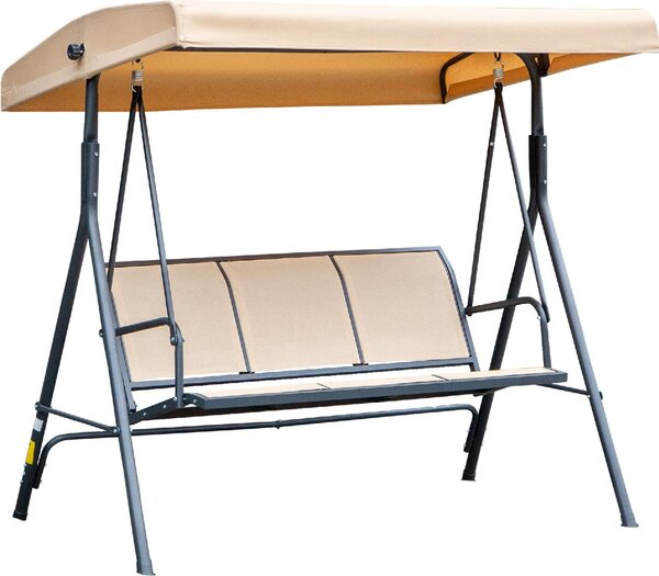 VivaGarden Dondolo da Giardino 3 Posti con Tettuccio Parasole in Acciaio/Poliestere Dimensioni 175x118x159 cm colore Beige